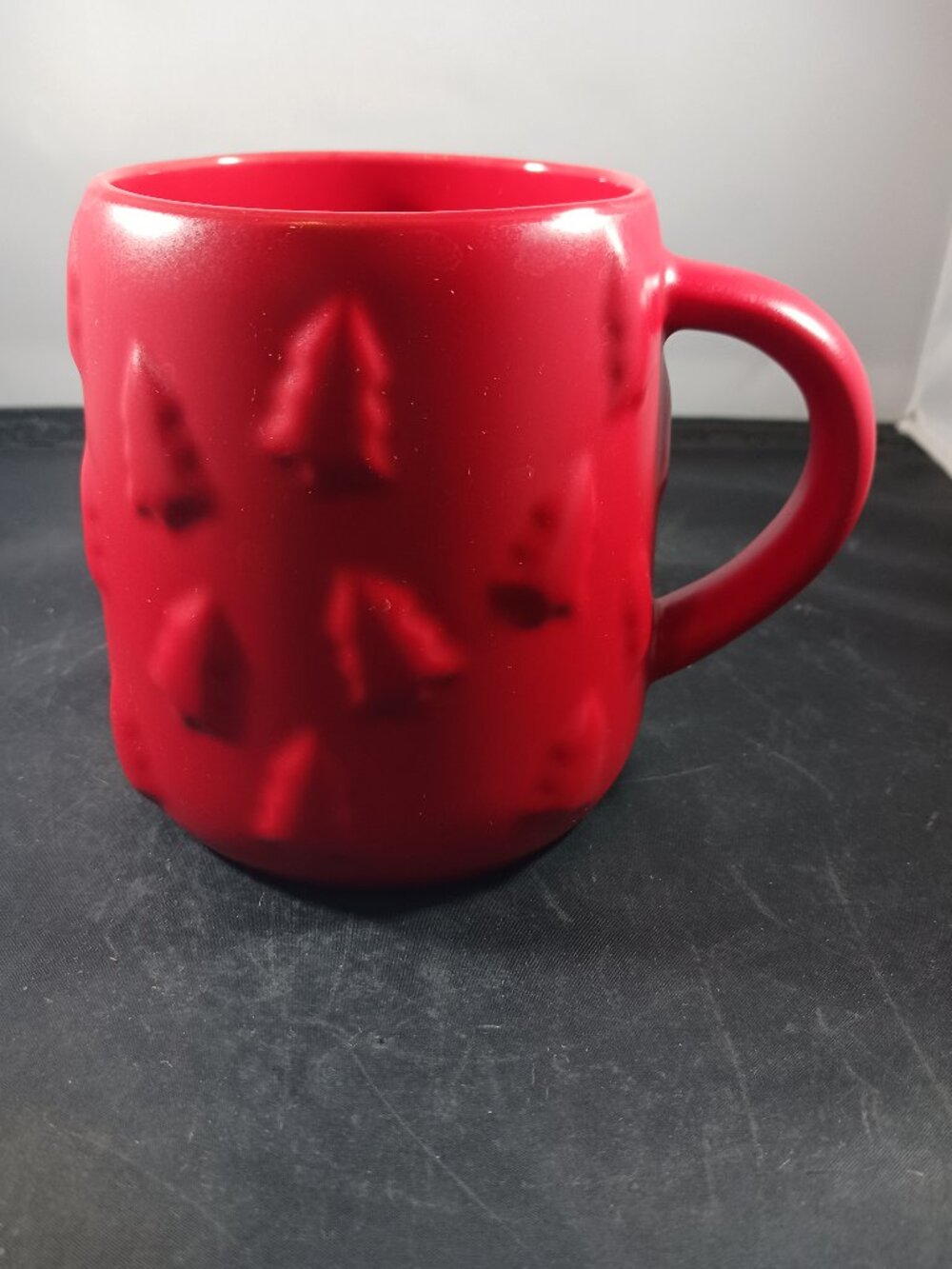 Bay Island Red Christmas Tree Embossed Ceramic Coffee Mug Matte Holiday 2024